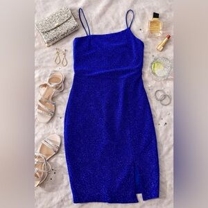 Lulus Cobalt Blue Sparkly Bodycon Dress – Size Small – NWT